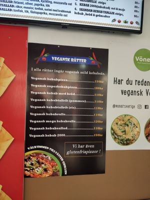 The vegan menu! at Västergrillen in Oerebro