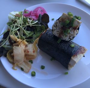 Tofu musubi plate lunch at Sprout Vegan Cafe in Kihei