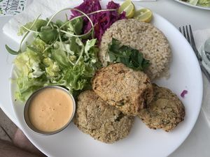 Vegan crab cakes    at Sprout Vegan Cafe in Kihei