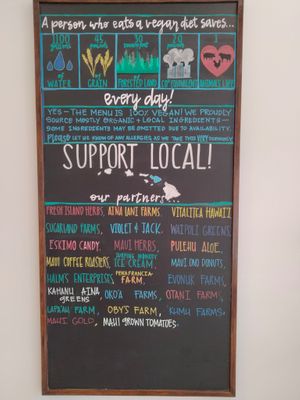 Nice message on the top. at Sprout Vegan Cafe in Kihei