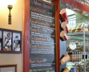 vegan menu at yorgo's by steve at Yorgo's Bageldashery in Norfolk