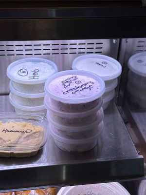 Vegan cream cheese options at Yorgo's Bageldashery in Norfolk