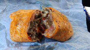 Vegan "Philly Cheese" in a Sundried Tomato Wrap! at Yorgo's Bageldashery in Norfolk