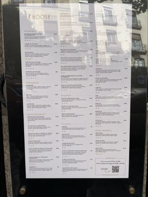 Menu  at Choose in Madrid