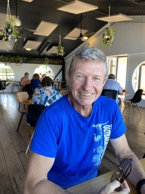 Happy vegan customer and view of restaurant!  at Wharf Street Cafe in Nambucca Heads
