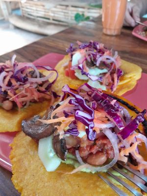 Vegan tacos at Secret Garden in Mompiche
