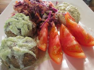 Okara Falafel at Secret Garden in Mompiche