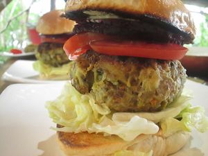 Broccoli Burger at Secret Garden in Mompiche