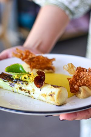 BBQ leek at Zakwasownia in Gdansk