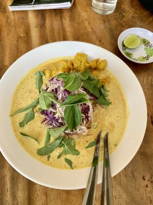 Laksa! Mock chicken was awesome 🤩   at Alam Green Lotus in Ubud
