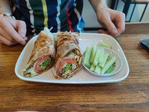 Za'atar paratha curried potatoe wrap at Alam Green Lotus in Ubud