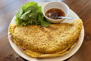 Vietnamese-style savory “pancake”  at Alam Green Lotus in Ubud