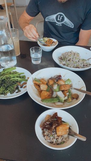 We had the Fungus Fried Rice, Burnt Broccolini and Many Mushroom Much Tofu. Heaven! at Happy Boy  in Fortitude Valley