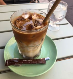 Iced oat latte with my own bamboo straw 😉  at Copenhagen Coffee Lab in Cannes