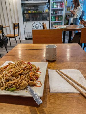 Happy Veggie Fried Noodles 🍜   at Happy Veggie Restaurant in New York City