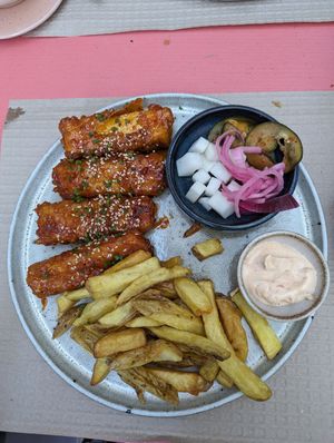 Korean fried tofu at Habitat in Leiria