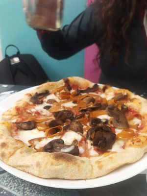 Prosciutto e fungi at Eduardo's Gone Vegan in Manchester