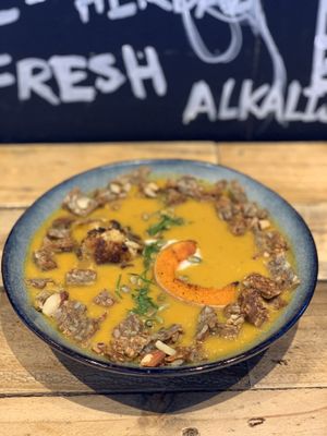 Immunity boosting turmeric and sweet potato soup at BARE - Bites Bowls & Brews in Bowral