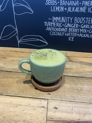 Matcha and lavender latte  at BARE - Bites Bowls & Brews in Bowral