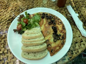 Vegan Mediterranean omelette  at Indómitos Café & Bar in Uvita
