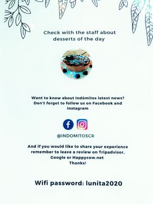 Dessert/Contact at Indómitos Café & Bar in Uvita