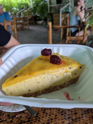 Vegan Maracuya cheesecake for take away at Indómitos Café & Bar in Uvita