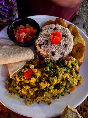 Full breakfast plate  at Indómitos Café & Bar in Uvita
