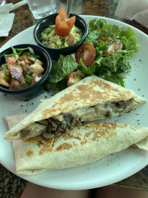 Chkn and mushroom wrap  at Indómitos Café & Bar in Uvita