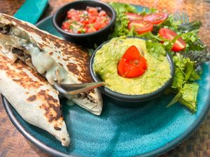 With vegan cheese  at Indómitos Café & Bar in Uvita