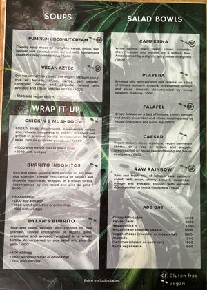 Menu  at Indómitos Café & Bar in Uvita