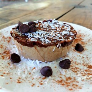 Raw Snickers Pie (Vegan) at Indómitos Café & Bar in Uvita