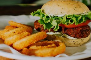 Falafel Veggieburger (Vegan) at Indómitos Café & Bar in Uvita