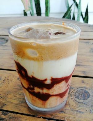 Vegan Iced Coffee - Dalgona style at Indómitos Café & Bar in Uvita