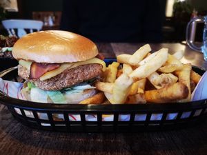 Smokey BBQ Chick'n Burger at Hank's Vegan Restaurant in Ipswich