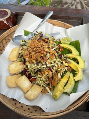 Burmese Salad with extra tofu & avo  at Uncle Cafe   in Koh Phangan