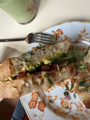 Vegan cheese bacon sour dough sandwich   at OM NOM NOM CAFÉ in Munich