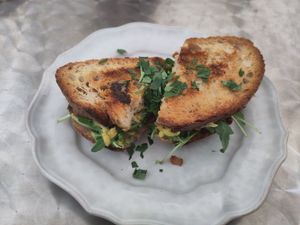 Grilled cheese sandwich, 14€ at OM NOM NOM CAFÉ in Munich