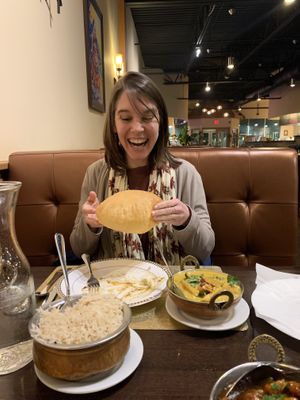 Veggie korma and bread   at The Mango Grove in Columbia