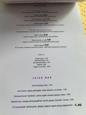 Menu  at Joshua Tree Cafe in Athens