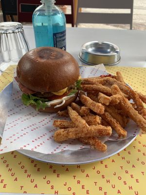 Sloppy Jane with sweet potato fries  at Joshua Tree Cafe in Athens
