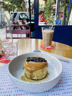 Vegan peanut butter & jelly pancake  at Joshua Tree Cafe in Athens