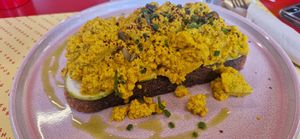 Tofu avocado toast at Joshua Tree Cafe in Athens