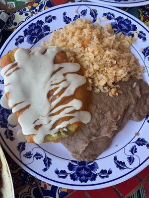 Chile relleno plate  at Vegan by El Zamorano in Costa Mesa
