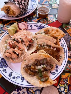 fish 👍🏻, al pastor 👎🏻, carnitas 👎🏻, chicken 👎🏻  at Vegan by El Zamorano in Costa Mesa