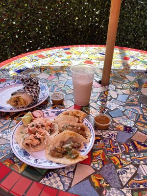 burrito, tacos, horchata  at Vegan by El Zamorano in Costa Mesa