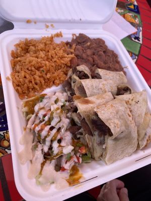 Flour quesadilla plate with added asada   at Vegan by El Zamorano in Costa Mesa