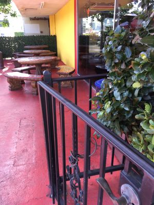 Cool tables  at Vegan by El Zamorano in Costa Mesa