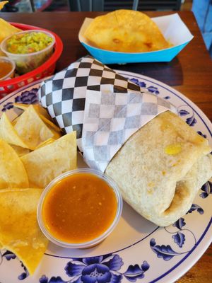 Hibiscus burrito decent size for $15 but hibiscus meat was a little salty at Vegan by El Zamorano in Costa Mesa
