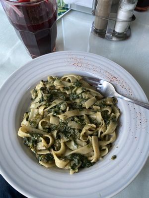 Padta with peanut sauce and spinach  at Veget Vegan in Kharkiv