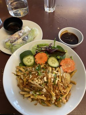 Spring Rolls and Dry Pho (not in picture: Bubble Tea)  at Saigon Noodle Bar in Rovaniemi